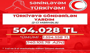 Azərbaycan Qızıl Aypara Cəmiyyəti Türkiyəyə yardım göndərilib
